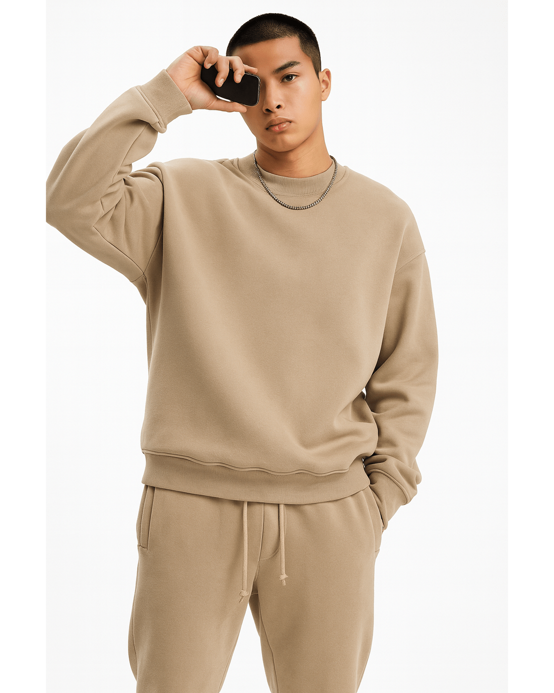 Mens Sweatshirt Pullover - Round Neck Dropped Shoulder Loose Fit Casual Everyday Wear by Trendsi