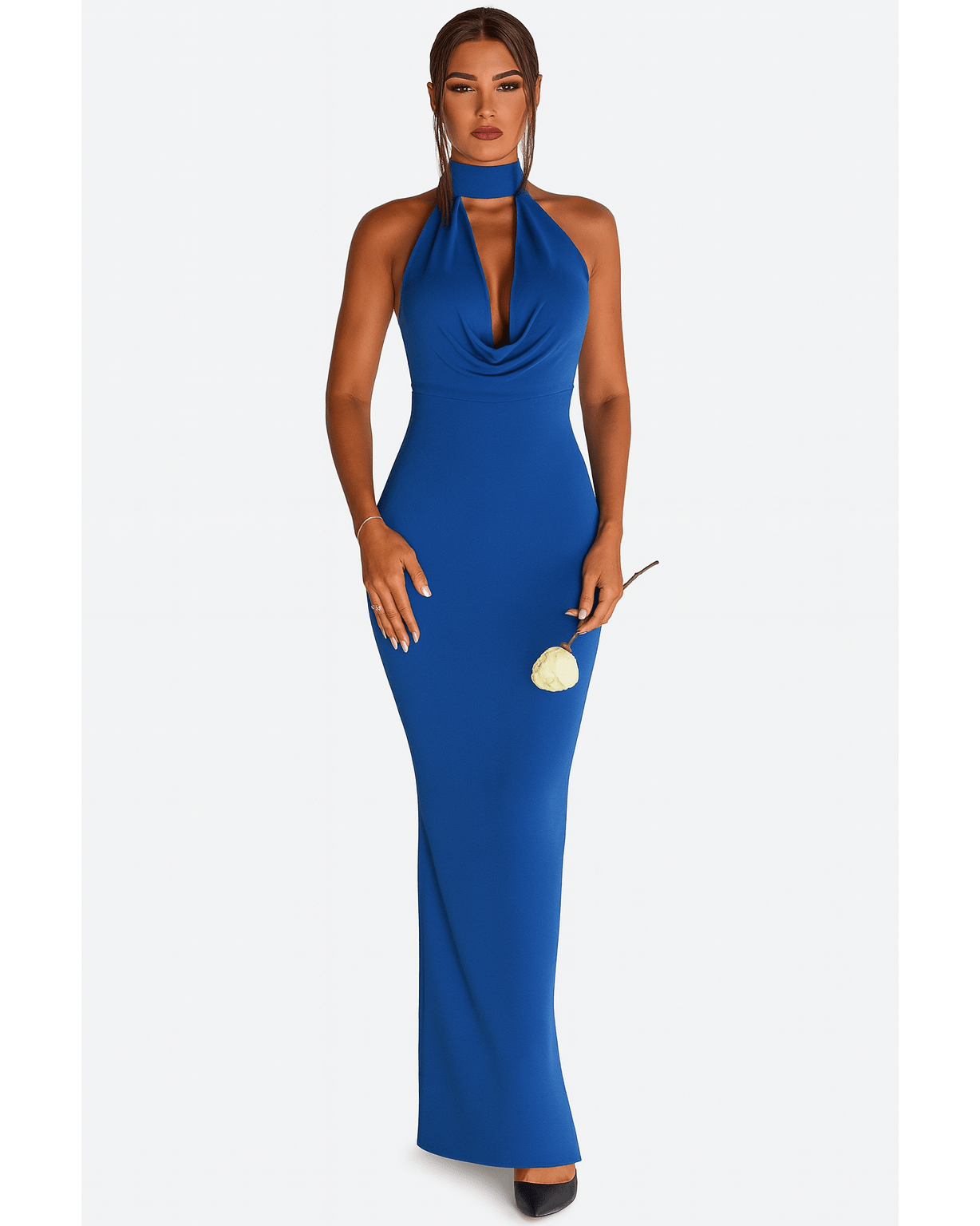 Backless Lace Up Back Sleeveless Maxi Dress