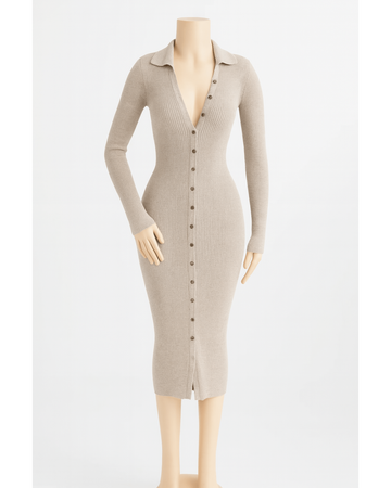 Button Front Long Sleeve Sweater Dress