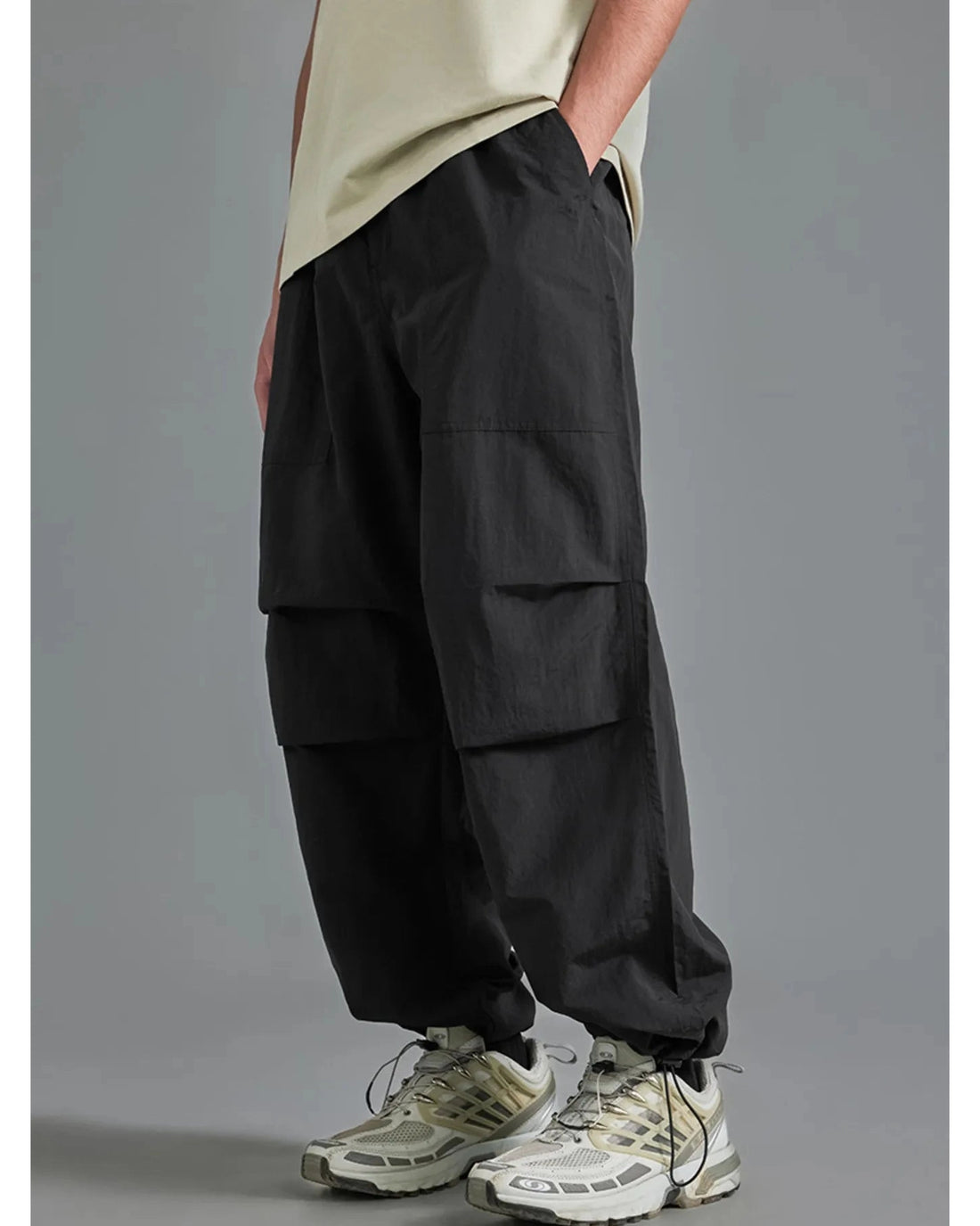 Men's Loose Fit Cargo Joggers - Elastic Cuffs Durable Polyester Spandex Blend Machine Washable by Trendsi